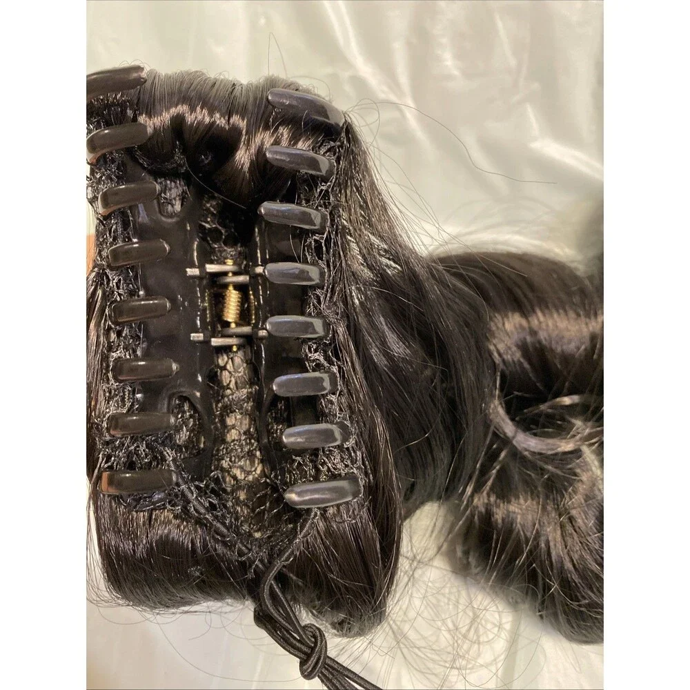Black Pony Tail Extension Hair Extensions Clip In Synthetic New In Package